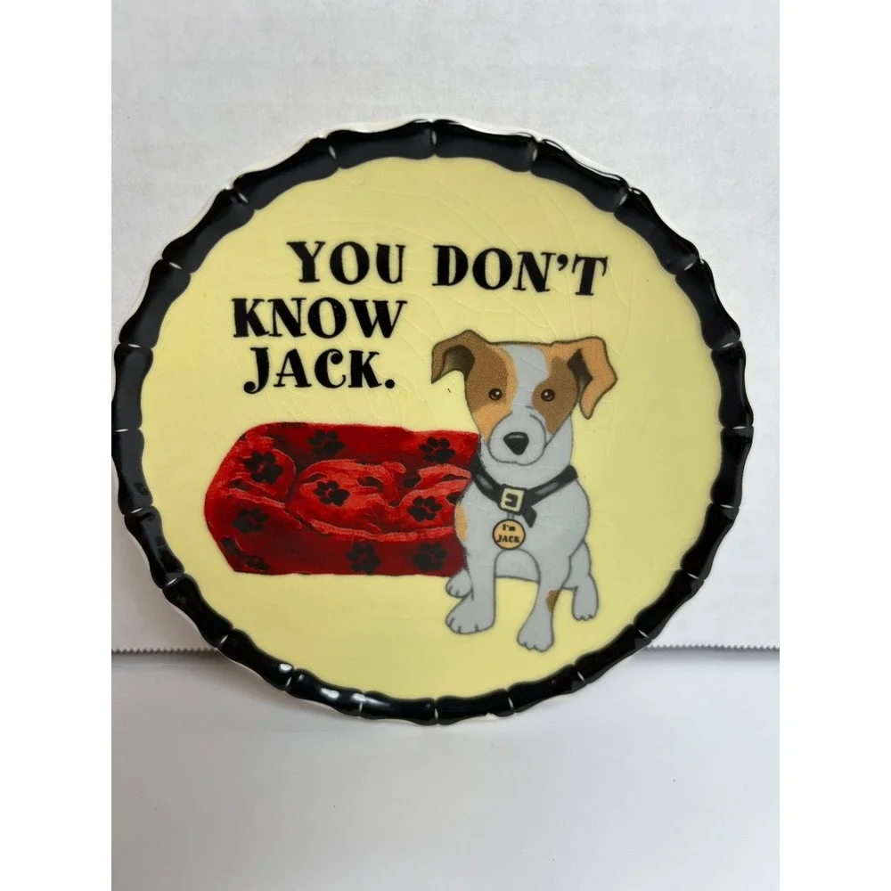 MWW Market Dog Lover Ceramic‎ Coaster Set of 4 Humorous Puppy Illustrations